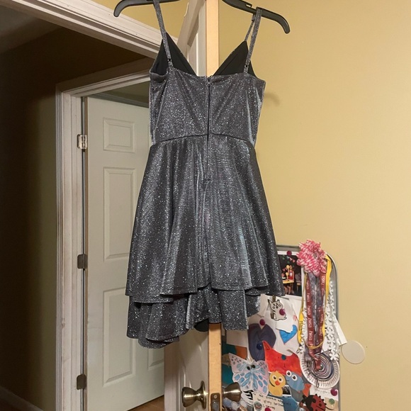 Honey and Rosie Sparkling Black and Silver Mini Dress - Picture 2 of 2